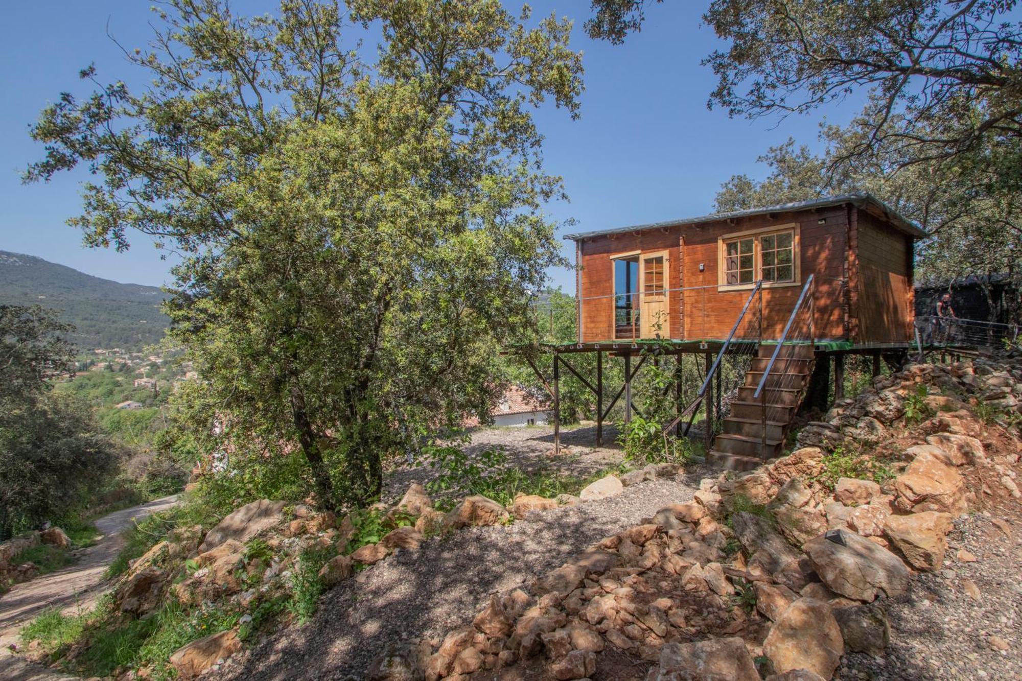 Sublime Cabane Perchee Climatise Avec Spa Et Cinema Vue Panoramique Le Mas Des Faraches Solliès-Toucas Exterior foto